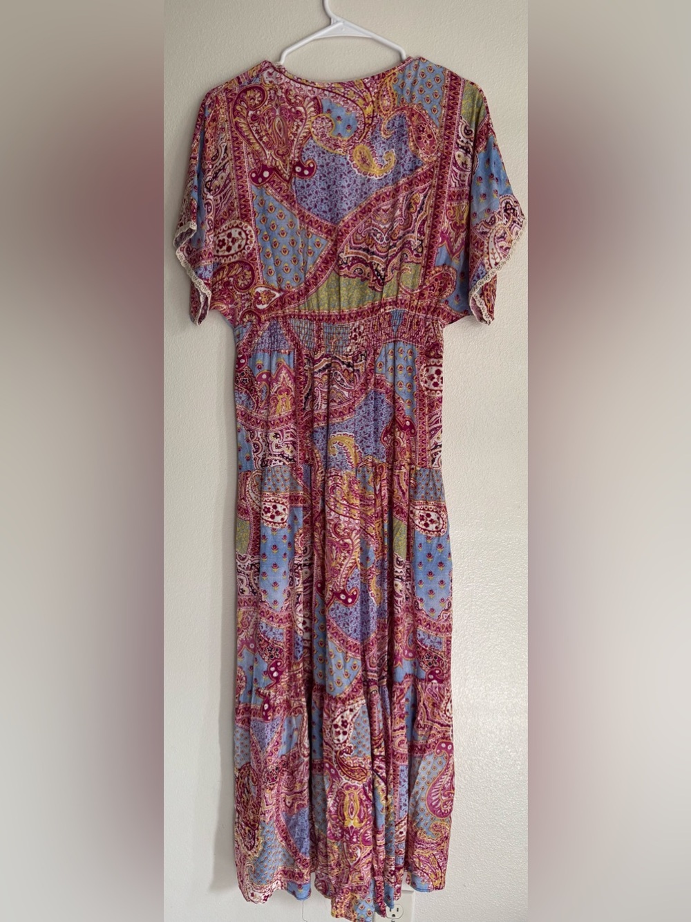 Zara Pink and Light Blue Paisley Midi Dress - Picture 8 of 10